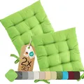 Produktbild: etérea 2er Set Sitzkissen Outdoor 40x40 mit Bändern - Stuhlkissen Grün für Gartenstuhl & Innenbereich - waschbare Sitzauflagen Gartenmöbel - 2 Stück Kissen 40x40 cm - Grün