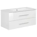 Produktbild: Fackelmann Badmöbel Set 84163 Waschtischunterschrank 100 cm weiß & Keramikbecken