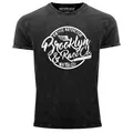 Produktbild: Neverless® Herren T-Shirt Vintage Shirt Printshirt Brooklyn Racing Used Look Slim Fit Schwarz XXL