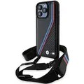 Produktbild: BMW M Edition Carbon Tricolor Lines & Strap Hülle iPhone 15 Pro – Schwarz