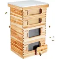 Produktbild: Bienenstock, 40 Rahmen, Zander Beute, Mit Bienenwachs Beschichtetes Zedernholz, 2 Tiefe + 2 Mittelgroße Bienenkästen, Langstroth-bienenstock-set, Transparente Acrylfenster Mit Fundamenten - Vevor