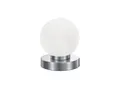Produktbild: Reality Leuchten LED Nachttischlampe, Dimmfunktion, LED wechselbar, Warmweiß, kleine Bauhaus Lampe touch dimmbar Glas-kugel Lampenschirm Weiß Ø 12cm