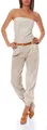 Produktbild: malito Damen Einteiler in Uni Farben | Overall mit Gürtel | langer Jumpsuit - Romper - Hosenanzug 1585 (beige, XL)