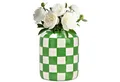 Produktbild: matches21 HOME & HOBBY Dekovase Blumenvasen Set kariert, grün weiß in Ø 12 x 14 cm (1 St), Moderne Keramik Vase als Wohnzimmerdeko