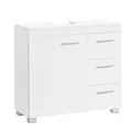 Produktbild: VASAGLE Waschbeckenunterschrank, Badezimmerschrank, 3 große Schubladen, 30 x 70 x 64 cm, Badschrank, 2 Fächer hinter der Tür, Badezimmer-Unterschrank mit Füßen, wolkenweiß BBK503W10
