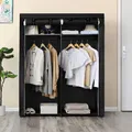 Produktbild: Kleiderschrank Stoffschrank Campingschrank Garderobe mit 2 Kleiderstang RYG02BK