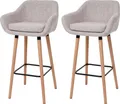 Produktbild: 2er-Set Barhocker Vaasa T381, Barstuhl Tresenhocker Textil, creme grau
