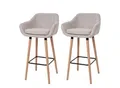 Produktbild: 2er-Set Barhocker Vaasa T381, Barstuhl Tresenhocker ~ Textil, creme grau