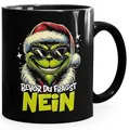 Produktbild: MoonWorks® Tasse Weihnachten Merry Grinch Nein Geschenkidee Weihnachtsmuffel Kaffebecher mit Aufdruck Lustig Schwarz standard