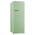 Produktbild: SCHOEPF – RKS245 Vollraum-Kühlschrank 145,6 cm – Retro Design – 238 L – LED-Beleuchtung – Höhenverst. Füße – 40 dB – Freistehend – Vintage Look - Getränkekühlschrank, Standardkühlschrank (Grün)