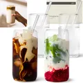 Produktbild: KIVY Trinkgläser Set mit Glas Strohhalm [4x 450ml] Eiskaffee, Wasser & Matcha Glas - Longdrinkgläser Set - Kaffee & Matcha Gläser - Kaffeegläser - Latte Macchiato Gläser - Hohe Cocktailgläser