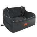 Produktbild: Lealchum Großer Hundeautositz, Memory Foam Cushion Autositz für 2 kleine Hunde, Auto-Hundebett mit Seitentasche und 3 Clip-On-Sicherheitsleinen, Einfach zu installierender Hundesitz Auto (Black,Large)