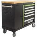 Produktbild: TRUTZHOLM Werkstattwagen Deluxe 6 Schubladen Mit Tür Leer Massive Arbeitsplatte Anthrazit Grün