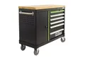 Produktbild: TRUTZHOLM Werkstattwagen DELUXE 6 Schubladen + Tür leer massive Arbeitsplatte Anthrazit/grün, auf Rollen, max. Traglast:400 kg, (Set, 1-tlg), kann.