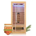 Produktbild: Artsauna Infrarotkabine Kiruna90 Dual Technologie, BxTxH: 90 x 90 x 190 cm, für 1 Personen, Hemlockholz, HiFi-System, Bluetooth, LED-Farblicht beige