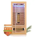 Produktbild: Artsauna Infrarotkabine Kiruna90 mit 4 Vollspektrum- & 3 Flächenstrahler, 1 Person, 90 x 90 x 190 cm, LED Farblicht & Glastür, Infrarotsauna Sauna