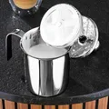 Produktbild: Haushalt International Milchaufschäumer, 500 ml, Silber, Edelstahlgriff mit Deckel und schwarzem Kunststoffeinsatz