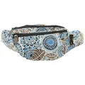 Produktbild: KUNST UND MAGIE Bunte Boho Goa Bauchtasche Gürteltasche Hüfttasche Sidebag, Farbe:Weiß