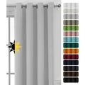 Produktbild: Verdunkelungsgardine Ösen Vorhang blickdicht abdunkelnd, Größe und Farbe wählbar,140x245cm,Hellgrau - Hellgrau