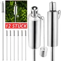 Produktbild: GARDEBRUKŽ Gartenfackeln für Draußen Öl 12er Set 330ml Edelstahl Metall Wetterfest 115cm Groß Outdoor Ölfackeln Docht Nachfüllbar Feuer Fackeln Boden