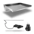 Produktbild: Edelstahl Wasserfall 30 cm mit LED Beleuchtung warm weiß für Mauer Gabione Wand