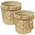 Produktbild: HMF Innovativer Blumentopf geflochten aus Wasserhyazinthe, mit Pflanztopf aus nachhaltigen Rohstoffen, Rund | 2er Set | 25 cm Durchmesser