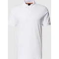 Produktbild: BOSS Orange Slim Fit Poloshirt mit kurzer Knopfleiste in Weiss, Größe S