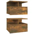 Produktbild: Nachttisch 2Stk. Hängend Räuchereiche 40x31x27 Cm Holz Bett Nachtschrank N