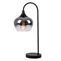 Produktbild: Tischleuchte Tischlampe rauch Leseleuchte Lampe Glaskugel rauchfarben Schlafzimmer, Metall schwarz, 1x E27 Fassung, LxBxH 27,5x18x54 cm
