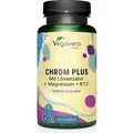 Produktbild: Vegavero Chrom Plus | 90 Kapseln | 250 μg Chrom pro Kapsel | mit Löwenzahn, Magnesium & Vitamin B12 | vegan