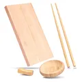 Produktbild: REISHUNGER Sushi Servier Set, traditionelles Service aus Bambus, 4 teiliges Geschirrset für Sushi Fans