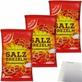 Produktbild: Gut&Günstig Salzbrezel Knabbergebäck Knackig & Cross mit Meersalz 3er Pack (3x250g Packung) + usy Block