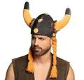 Produktbild: Boland Kostüm Gallierhut mit Haar Plüsch Wikingerhelm mit Hörnern und Zöpfen, mit Zöpfen und Hörnern und kleinen Plüschelementen