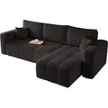 Produktbild: ECKSOFA Schwarz Velours mit Bettkasten und Schlaffunktion