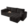 Produktbild: GREKPOL Sofa mit Schlaffunktion 145x248 - Schwarz Ecksofa mit Schlaffunktion und Bettkasten - Sofa 3 Sitzer - Schlafsofa - Couch - Schlafsofa mit Bettkasten