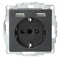 Produktbild: Kopp Athenis Unterputz Schutzkontakt-Steckdose mit 2 USB-Ladebuchsen, anthrazit, 296215182