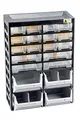 Produktbild: Allit 458160 Kleinteiledepot, schwarz, gelb, 16 Schübe, 4 Boxen, 14 Trenner