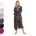 Produktbild: Blumtal Bademantel Damen Frottee in S aus 100% Baumwolle - OEKO-TEX zert. Sauna Bademantel Damen Baumwolle aus Velour & Frottier- extra saugstarke Bathrobe Women - Morgenmantel - Anthrazit/Grau