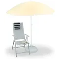 Produktbild: Sonnenschirm, ø 180 cm, höhenverstellbar, kippbar, Balkonschirm rund, Polyester, Stahl, Strandschirm, hellgelb - Relaxdays