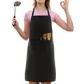 Produktbild: LEFUNDA® Kochschürze Wasserdicht Schürze mit 3 Taschen Verstellbare Grillschürze mit langen Bändern Küchenschürze für Männer Damen Küche Restaurant Café (1 x Schürze - Schwarz - Damen)