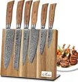 Produktbild: Wakoli Edib Pro 6er Damastmesser-Set I Holzbox I 8-20cm Klinge I mit Messerblock