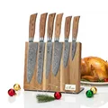 Produktbild: Wakoli EDIB Pro Messer Set - magnetischer Messerblock | Küchenmesser 6-teilige, 8–20 cm aus 67 Lagen Damaststahl mit VG10-Kern | Damastmesser Set mit Pakkaholzgriffe | Messerset für Fleisch & Gemüse