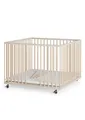 Produktbild: Sämann Laufstall Baby mit 3 Schlupfsprossen | TÜV geprüft | stufenlos höhenverstellbar | Laufgitter Premium | Babybett aus Holz | Krabbelgitter (sahara dust/natur, 100x100 cm)