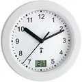 Produktbild: TFA Wanduhr 60.3501, Aluminium, analog, Funkuhr, Ø 17 cm, weiß, wasserdicht, mit Thermometer