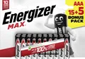 Produktbild: Energizer Max Alkaline Batterie Micro AAA 1,5 V, 15 + 5er Pack