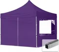 Produktbild: TOOLPORT 3x3m Aluminium Faltpavillon, inkl. 4 Seitenteile, lila
