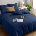 Produktbild: Utopia Bedding Bettwäsche 220x240 Set - Mikrofaser Bettbezug 240x220 cm + 2 Kissenbezüge 65x65 cm - Marineblau