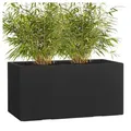 Produktbild: Pflanzwerk® Pflanzkübel TUB Premium Fiberglas Blumenkübel Frostbeständig mit Lotus-Effekt, Fiberglas - Handgefertigt - Rechteckig - Frostbeständig schwarz 100 cm x 45 cm x 45 cm