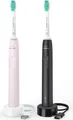 Produktbild: Philips 3100 Series Sonicare HX3675/15 Doppelpack Elektrische Schallzahnbürste (schwarz/rosa, 2x Elektrische Schallzahnbürsten - Schwarz/Rosa)