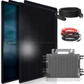 Produktbild: SUNNIVA 1840W Balkonkraftwerk BIFAZIAL FULLBLACK komplett Steckdose DEYE 1600W Wechselrichter, PV Solaranlage, 4x 460W Glas-Glas Solarmodule, inkl. 5m Kabel, Bluetooth WIFI, Komplettset